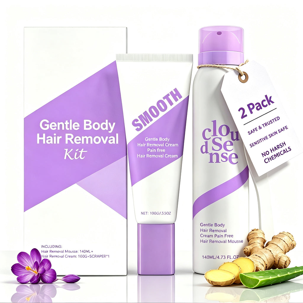 CloudSense Gentle Body Hair Removal Set (Spray & Cream) for Sensitive Skin