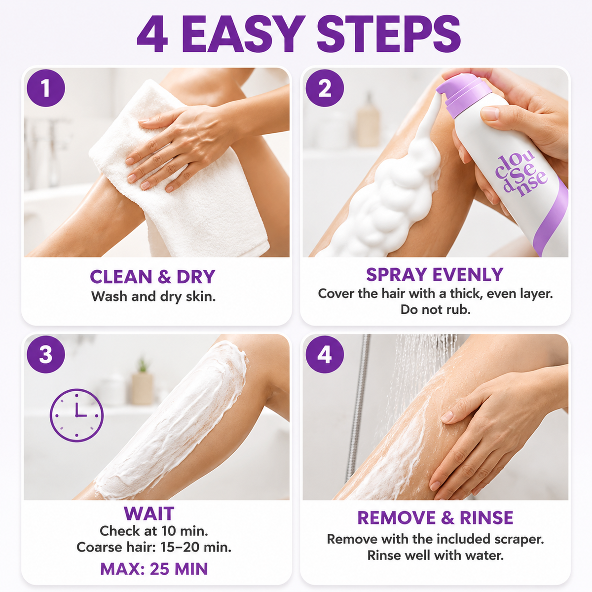 Cloud Sense Hair Removal Spray for Men & Women, For Sensitive Skin, 3 Packs